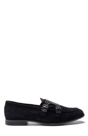 Carlos By Carlos Santana Virtuoso Double Monk Loafer in Black Croco Print at Nordstrom, Size 10.5