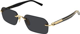 Gucci Rechthoekige Zonnebril - Heren - Zonnebrillen - Geel - 55 MM - Accessoires