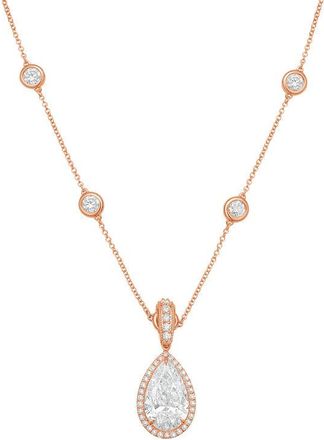 Diana M. Jewels 14kt Rose gold Lab Grown 10.00 ct Pear Diamond Halo Pendant With Bail