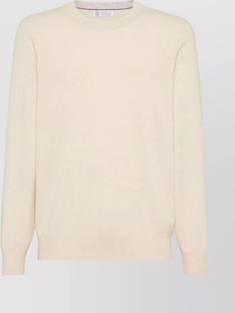 Brunello Cucinelli lightweight cashmere crewneck sweater with ribbed cuffs