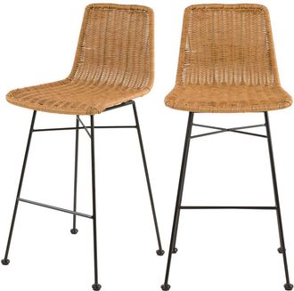 Rendez-Vous Déco Rendez-vous Déco - Set de 2 taburetes para isla de cocina en resina tejida marrón 63 cm - Mandya