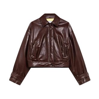 Msgm Msgm - Bomberjack van imitatieleer - Dames - Jassen - Bruin - Maat: S Leer