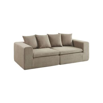 Sweeek Sof&aacute; envasado al vac&iacute;o modular de tela chenilla, 3 plazas, beige