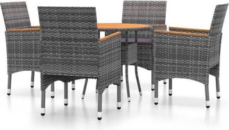 vidaXL Vidaxl - Juego De Comedor De Jard&iacute;n 5 Piezas Rat&aacute;n Sint&eacute;tico Gris