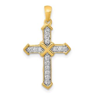 Diamond2Deal 14k Gold Lab Grown Diamond Cross Pendant (0.17ct, VS, G-H)