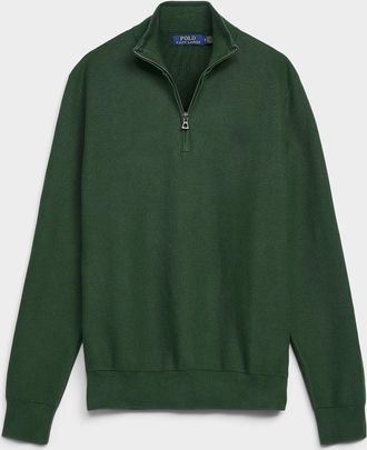 Polo Ralph Lauren Polo Shirt Ralph Lauren - Mens Honeycomb-stitch zip-neck sweater