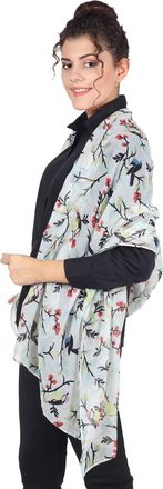 World of Shawls Winter Christmas Robin Bird Print Girls Lady Women Colorful Long Cute Scarf Wraps Shawl Soft Scarves Maxi (159 Cream)