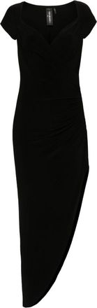 Norma Kamali cap-sleeves asymmetric dress - women - Polyester/Spandex/Elastane - M - Black