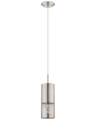 Eglo Eglo Carmelia 1 Light Mini Pendant With Satin Nickel Finish & Matte Nickel Cylinder Metal Shade