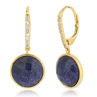 MAX + STONE 18k Gold over 925 Sterling Silver 12 Carats Round Gemstone Dangle Earrings
