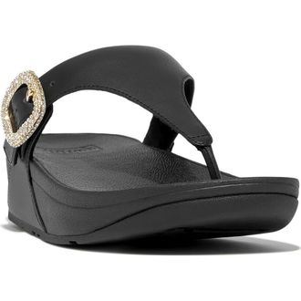 FitFlop Lulu Crystal Buckle Platform Flip Flop in Black at Nordstrom Rack, Size 10