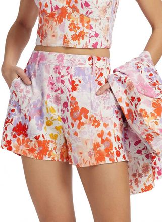 Derek Lam Freja Floral Stretch Linen Shorts In Rose Multi