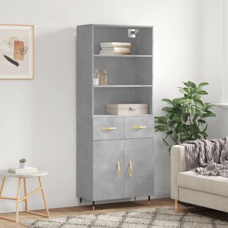 vidaXL Vidaxl - Aparador Alto Madera Contrachapada Gris Hormig&oacute;n 69,5x34x180 Cm