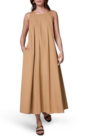 DKNY Tie Back Stretch Cotton Maxi Dress in Fawn at Nordstrom, Size X-Small