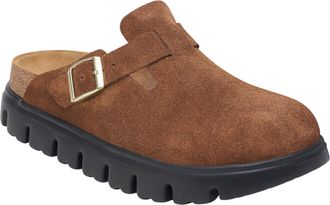 Birkenstock Boston Chunky Suede Clogs in Dark Tea/Black Women
