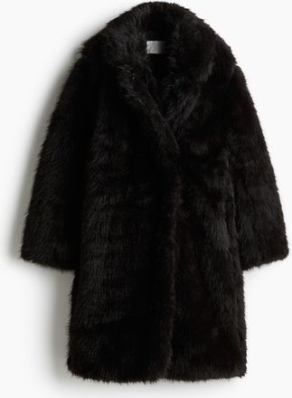 H&M Flauschiger Mantel - Brown