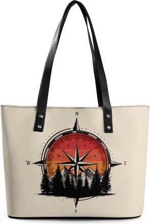 Generic Compass Print Tote Bags for Women Cute Shoulder Purses Handbags