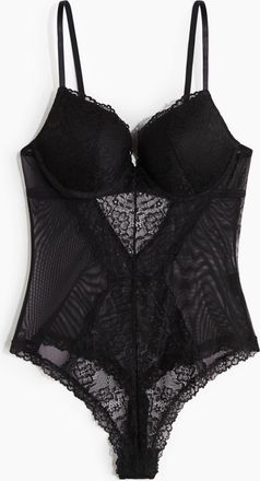 H&M Push-up-Tangabody aus Spitze - Schwarz