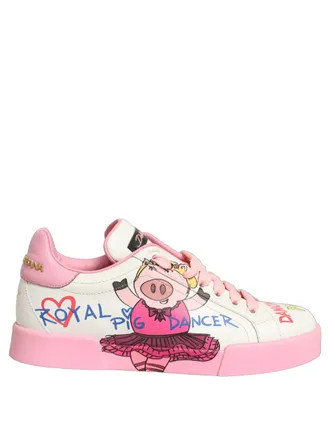 Dolce & Gabbana White Pink Portofino Royal Pig Sneakers Mens Shoes
