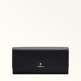 Furla Camelia Portafoglio Continental Nero Nero Pelle Stampata Donna