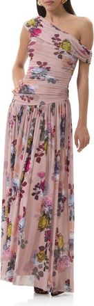 AFRM Marietta Asymmetric Floral Print Dress in Photo Rose at Nordstrom, Size X-Small