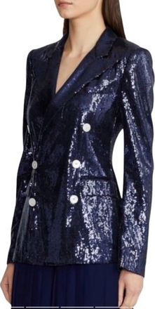 Ralph Lauren Collection Blue Sequin Camden Blazer Size M