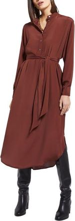 ottod'Ame Silk-Blend Midi Dress With Sash in Brown at Nordstrom, Size 38 It