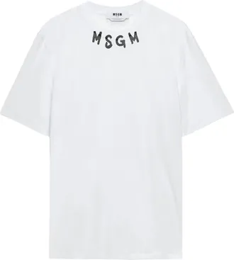 Msgm Brushstroke-logo T-shirt - men - Cotton - M - White