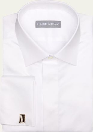 Bergdorf Goodman Mens Cotton Micro-Textured French Cuff Dress Shirt