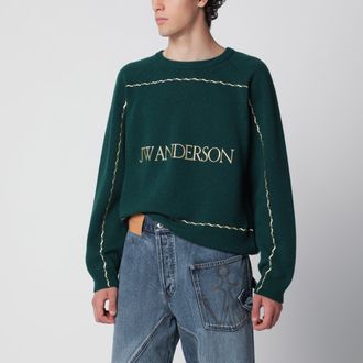 J.W.Anderson Forest green wool sweater with logo embroidery