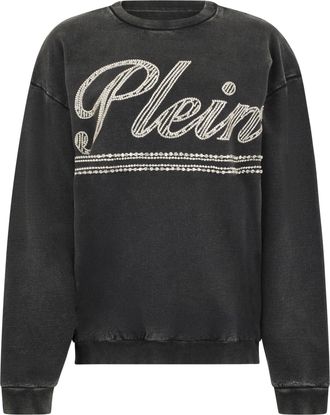 Philipp Plein Washed Open Back Sweatshirt Strass Signature