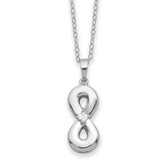 Diamond2Deal Sterling Silver CZ Infinity Ash Holder Necklace 18