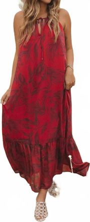 Lovestitch Boho Halter Maxi Dress In Red