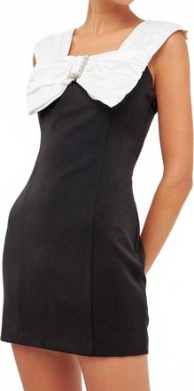 endless rose Satin Bow Mini Dress In Black
