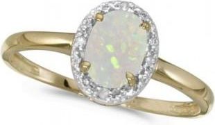 Allurez Oval Opal and Diamond Cocktail Ring in 14K Yellow Gold (0.46ct)