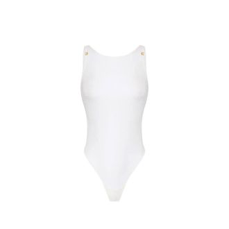 Elisabetta Franchi Body, female, White, Size: L Bodysuit in cr&ecirc;pe jersey fabric with logo details