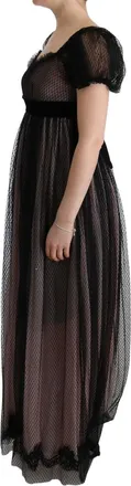 Dolce & Gabbana Womens Black Pink Silk Long Shift Dress