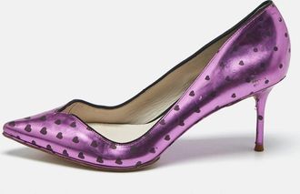 Sophia Webster Purple Heart Print Leather Loren Peep Toe Pumps