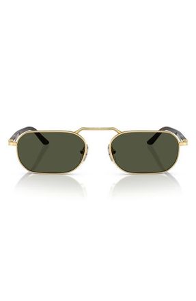 Persol 57mm Polarized Rectangular Sunglasses in Gold/Green at Nordstrom