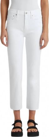 Edwin Bree Crop Straight Mid Rise Jeans In Optic White