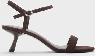 Charles & Keith Faux Suede Slant-Heel Ankle-Strap Sandals