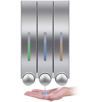 OEM Dispensador De Jab&oacute;n De Pared Para Ducha, Loci&oacute;n, Champ&uacute; Y Gel Para Ba&ntilde;o, Oficina, Cafeter&iacute;a, Restaurante Y Hotel - Triple Plata