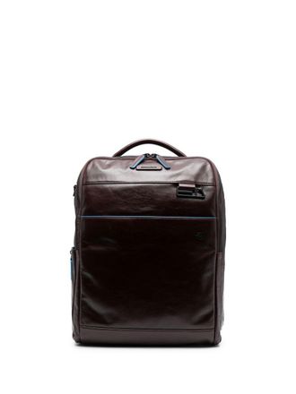 Piquadro logo-plaque leather backpack - Brown