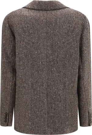 Brunello Cucinelli Womens Single-Breasted Virgin Wool Blend Jacket Marrone-Nero Marrone/nero