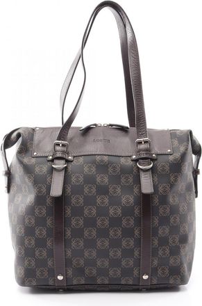 Loewe Brown Leather Coated Canvas Handbag Tote Bag (Pre-Owned)