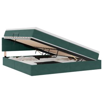 vidaXL Cama Con Almacenamiento Verde Oscuro 200 X 200 Cm Terciopelo Vidaxl