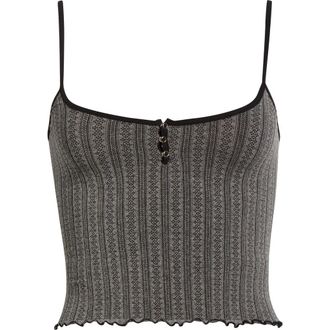 Free People Snap Into It Crop Pajama Henley Tank in Black at Nordstrom, Size Medium