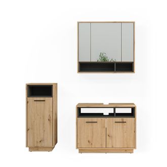 Vicco Conjunto De Muebles De Ba&ntilde;o Beatrice, Roble Artesanal, 3 Piezas