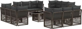 vidaXL Conjunto De Sof&aacute;s De Jard&iacute;n 13 Uds. Gris Rat&aacute;n Sint&eacute;tico Vidaxl