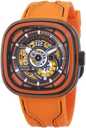 Sevenfriday PS-Colored Carbon Automatic Day-Night Orange Dial Mens Watch PS3/03